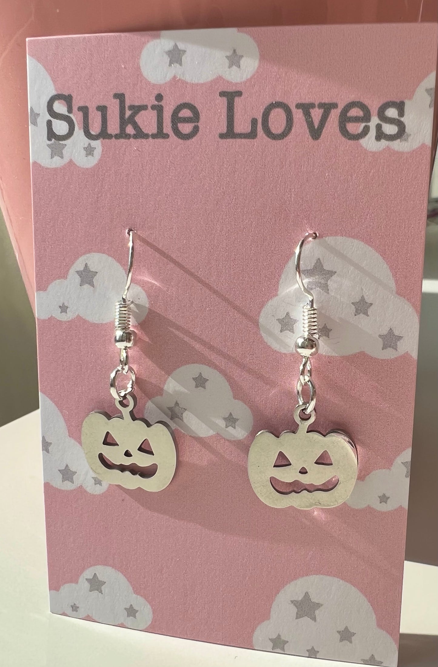 Silver pumpkin earrings