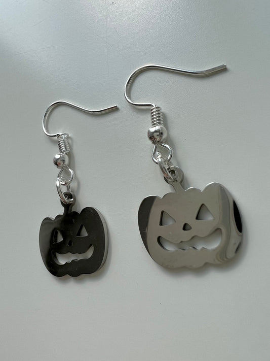 Silver pumpkin earrings