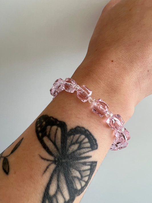 Pink cube stretch bracelet