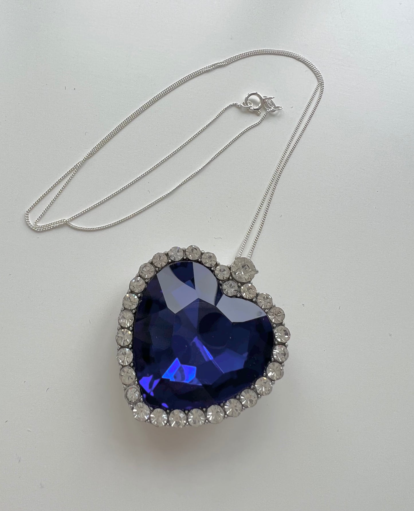 Blue ocean diamante heart pendant necklace